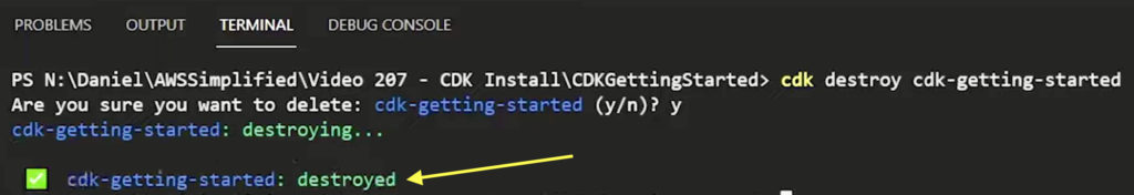 AWS CDK: Destroying stack